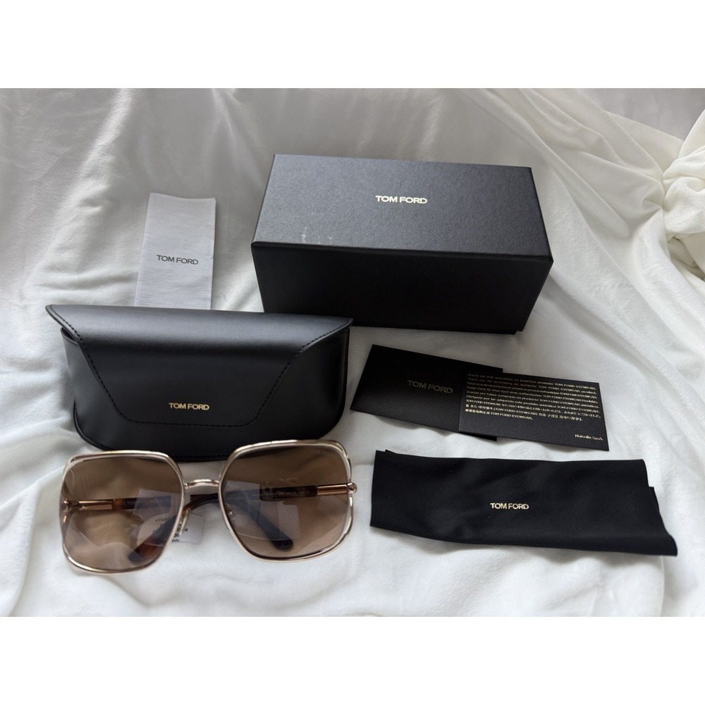 Tom Ford TF1092 Goldie 28E Shiny Rose Gold Brown Sunglasses 60-18-120 New W Tags